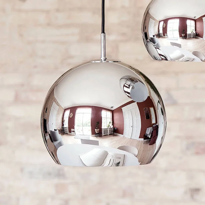 hanglamp Bal, glanzend chroomkleurig, Ø 18 cm van Frandsen in Glanzend chroom – productfoto
