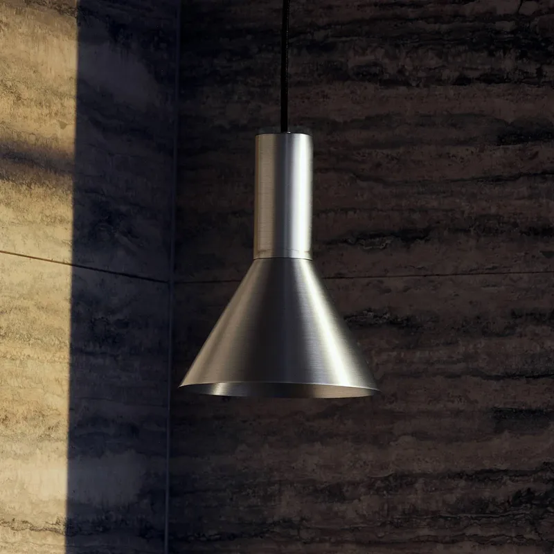 Hanglamp Lyss, aluminiumkleurig, metaal, Ø 18 cm, E27 by Frandsen in Roestvrij staal – product photo