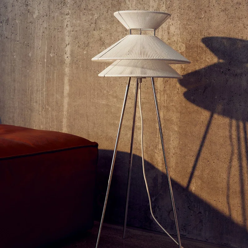 vloerlamp Kiku, metaal, linnen, hoogte 90 cm by Frandsen in Wit – product photo
