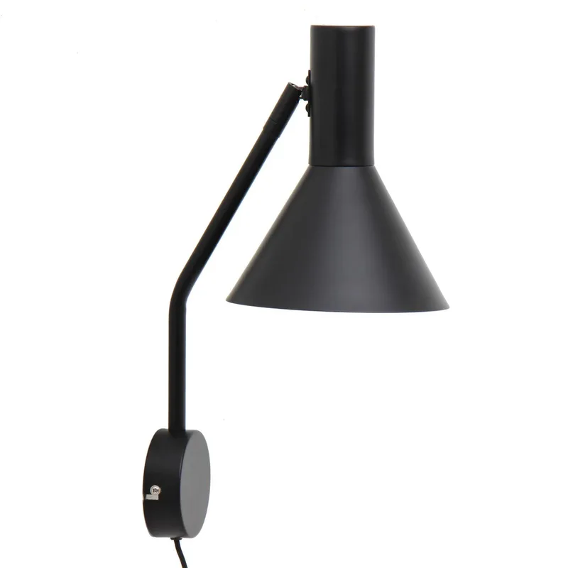 wandlamp Lyss, zwart, stekker, 42 cm hoog, E27 van Frandsen in Zwart mat – productfoto