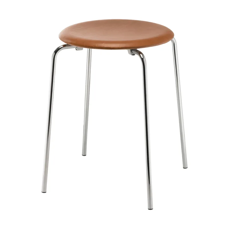 Dot Hocker Leder Essential walnut-chrome från Fritz Hansen – produktbild