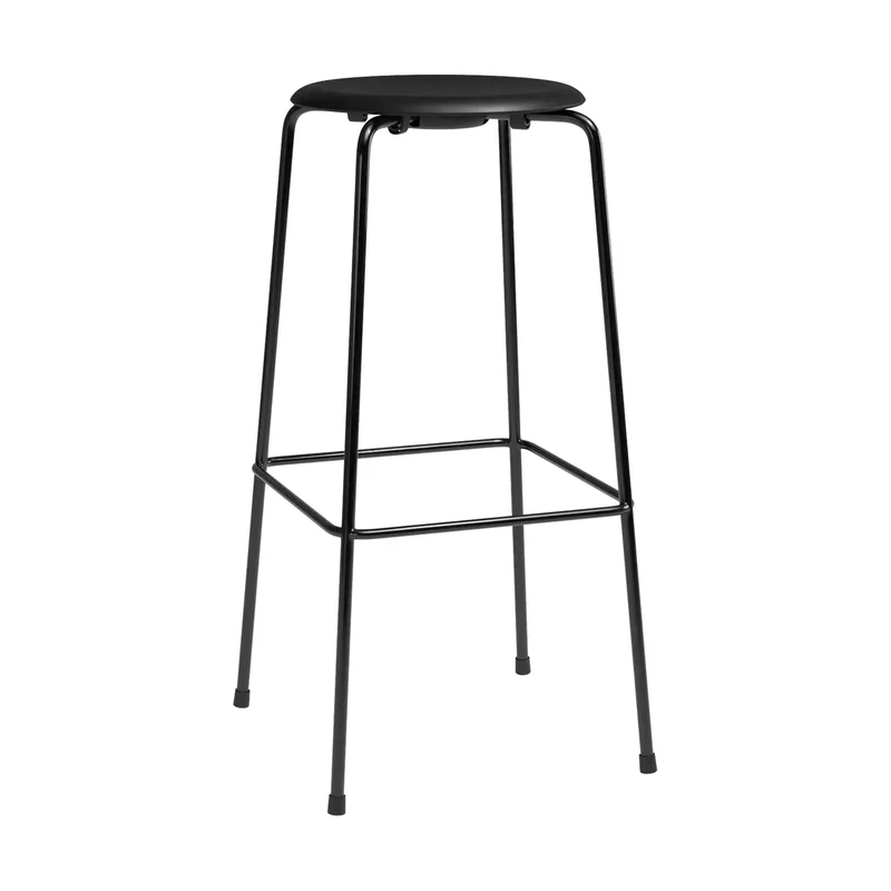 High Dot Barstuhl Essential Leder schwarz-schwarzer Stahl från Fritz Hansen – produktbild