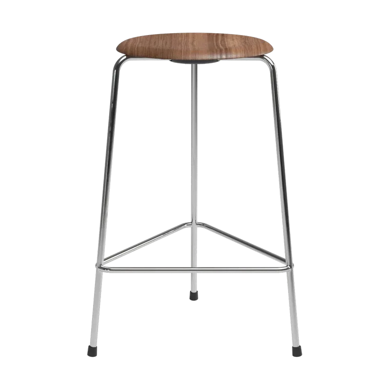High Dot counter Stuhl 3 Beine Walnuss-Chrom från Fritz Hansen – produktbild