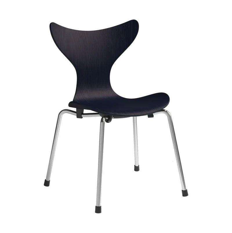 Liljan Kinderstuhl Midnight blue Esche lackiert-Chrom by Fritz Hansen – product photo
