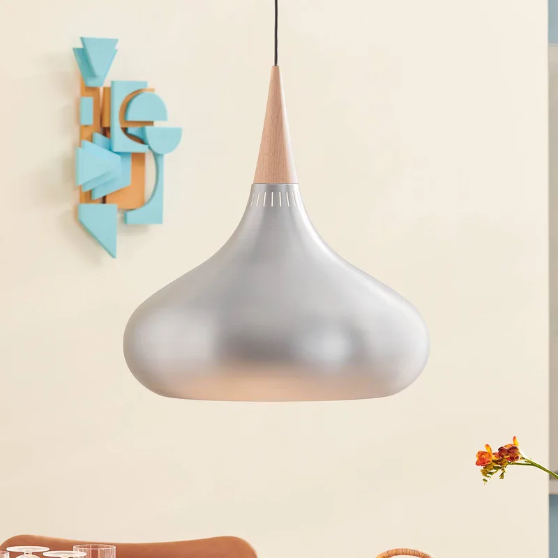 Orient P3 hanglamp aluminium/eiken Ø 50 cm by Fritz Hansen in Geborsteld aluminium, Eiken – product photo 5 of 5