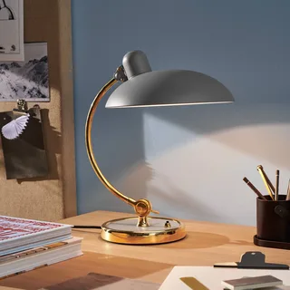tafellamp Kaiser Idell Luxus, grijs/messi by Fritz Hansen in Light grey, Brass – product photo 1 of 2