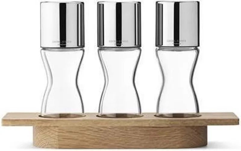 3 kruiden molens met eikenhouten houder Alfredo van Georg Jensen in Bruin – productfoto