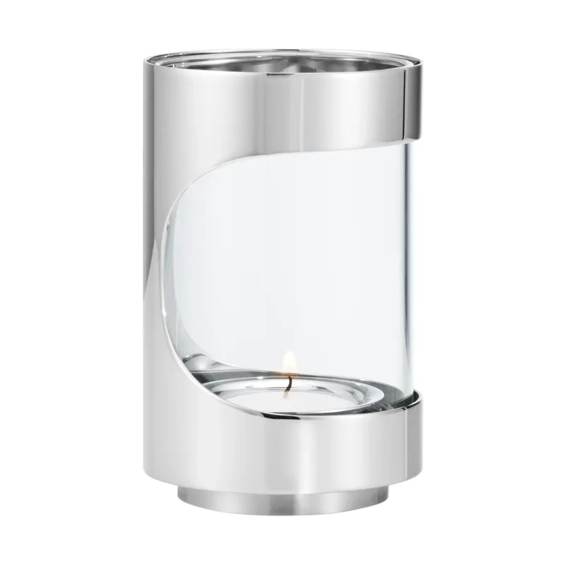 Chrome contours hurricane Windlicht 12 cm Edelstahl by Georg Jensen – product photo