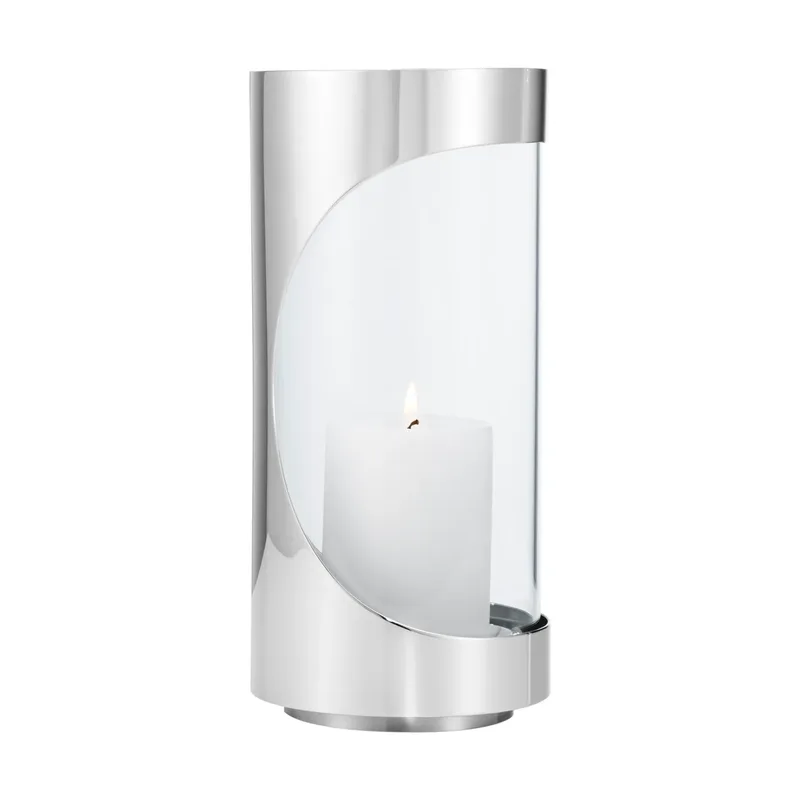 Chrome contours hurricane Windlicht 22 cm Edelstahl by Georg Jensen – product photo
