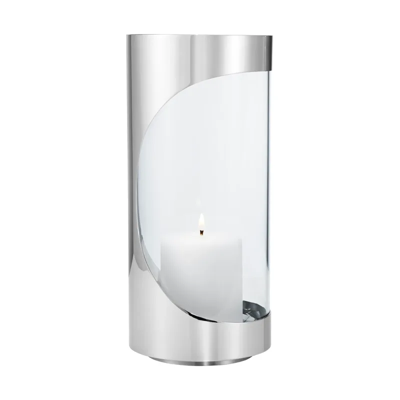 Chrome contours hurricane Windlicht 28 cm Edelstahl by Georg Jensen – product photo