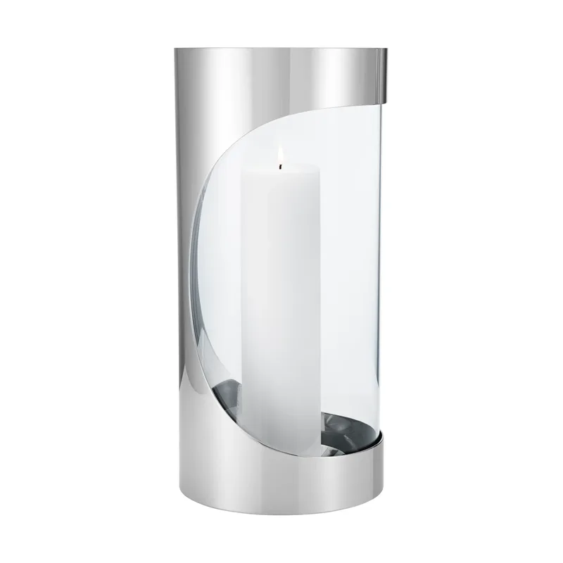 Chrome contours hurricane Windlicht 33 cm Edelstahl by Georg Jensen – product photo