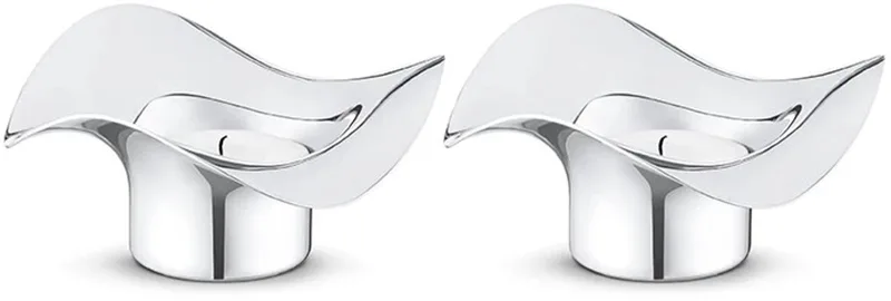 Cobra theelichthouder set van 2 D11cm H5cm mirror de Georg Jensen en Zilverr – photo du produit