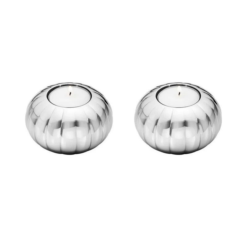 Geschirr-Set Teelichthalter 2er-Set Bernadotte edelstahl (2-tlg), Edelstahl, Edelstahl, hochglanzpoliert by Georg Jensen in Silberfarben – product photo