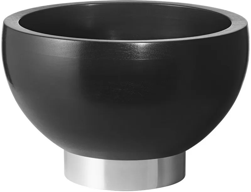 Icons Søren Serveerschaal - Ø 18,5 - Hoogte 12,1 cm - Essenhout/RVS von Georg Jensen in Zwart – Produktfoto