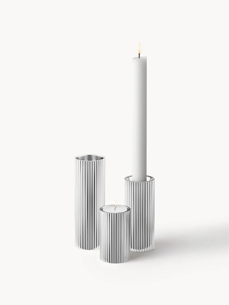 Kandelaar Bernadotte met groefstructuur, set van 3 by Georg Jensen – product photo