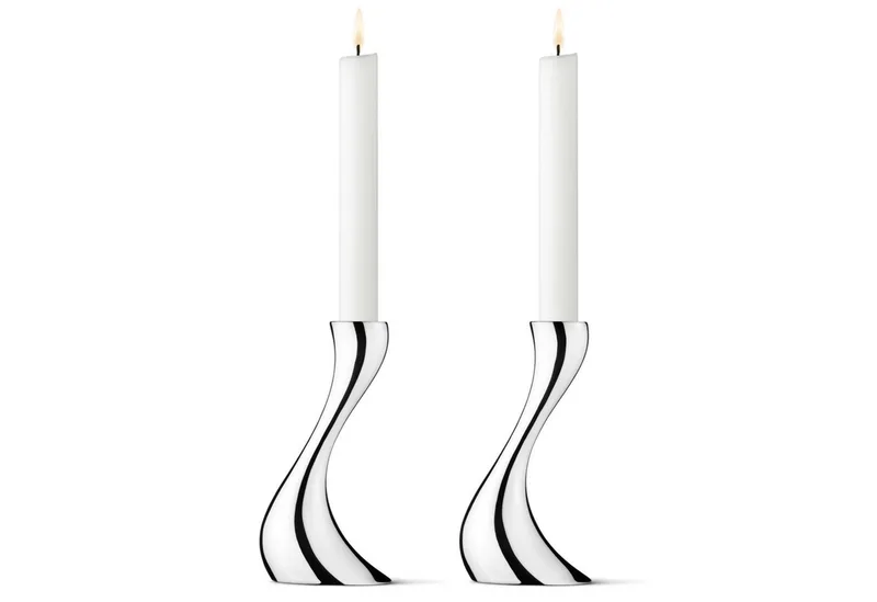 Kerzenhalter Georg Jensen Cobra Kerzenhalter, 2er Set von Georg Jensen in Silberfarben – Produktfoto