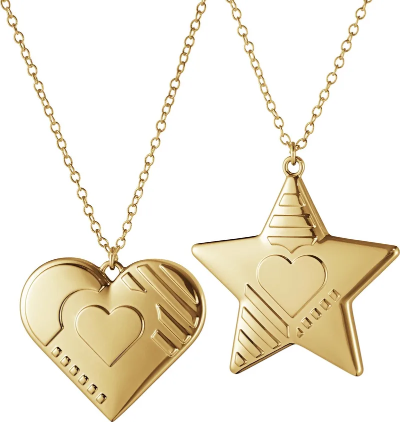 Seasonal Christmas Collection 2019 Ornament Hart en Ster - Zink Legering van Georg Jensen in Goud – productfoto