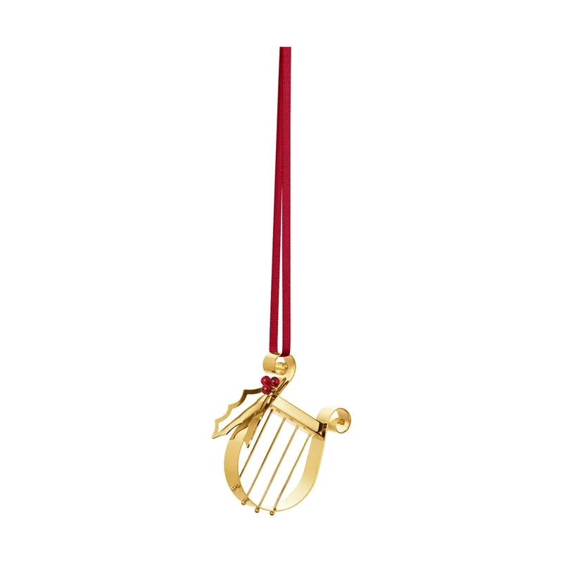 Weihnachtsornament 2026 Harfe, Gold von Georg Jensen – Produktfoto