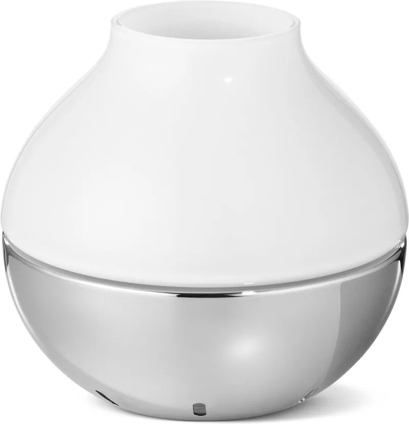 Windlicht - Ø 12 cm - Hoogte 11,6 cm - RVS/Melkglas by Georg Jensen in Zilver/wit – product photo