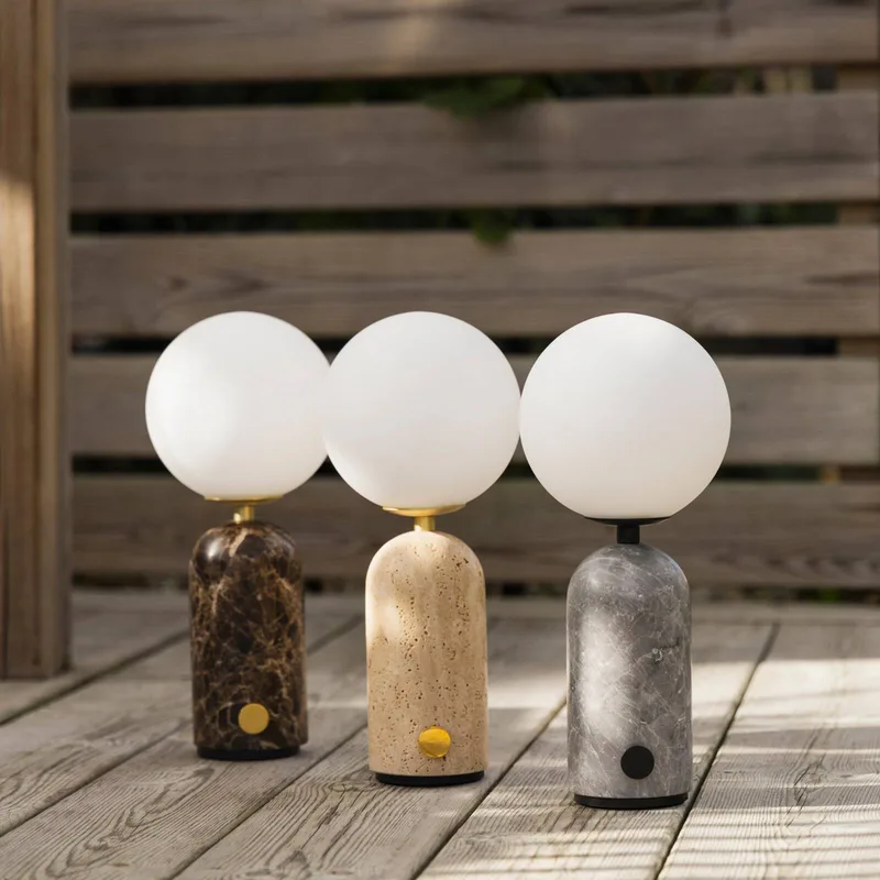 Accu-tafellamp Torrano, travertin beige by Globen Lighting in Beige, Opaalwit – product photo 5 of 5