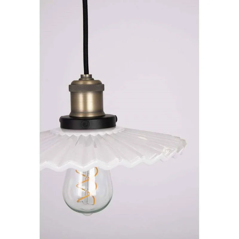 hanglamp COBBLER, wit, Ø 25 cm von Globen Lighting in Weiß, Antiek messing – Produktfoto