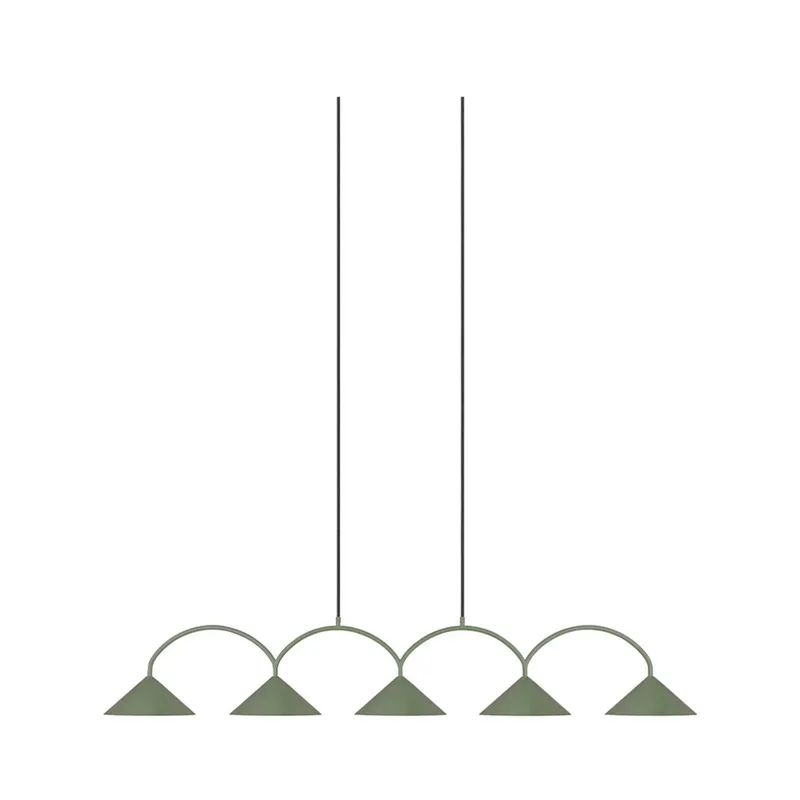 hanglamp CURVE 5, 5-lamps, 165 cm de Globen Lighting en Vert – photo du produit