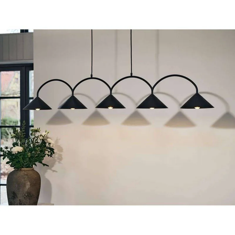 hanglamp CURVE 5, 5-lamps, 165 cm by Globen Lighting in Black – product photo