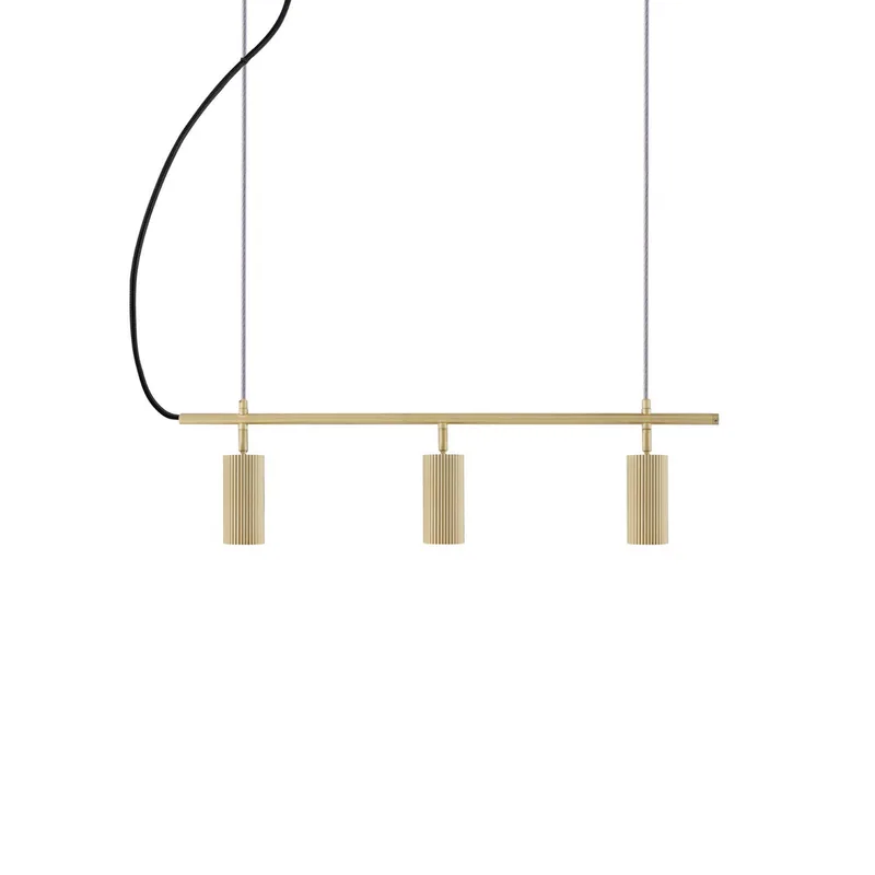 hanglamp Hubble 3 messing lengte 75 cm 3-lamps de Globen Lighting en Laiton, Noir – photo du produit