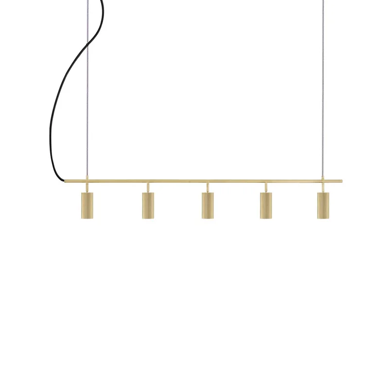hanglamp Hubble 5 messing lengte 130 cm 3-lamps by Globen Lighting in Brass, Black – product photo