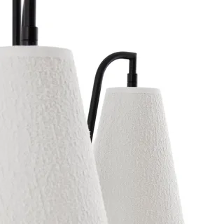 hanglamp Lou 5 wit bouclé/zwarte stof de Globen Lighting en Blanc, Noir – photo du produit 4 sur 5