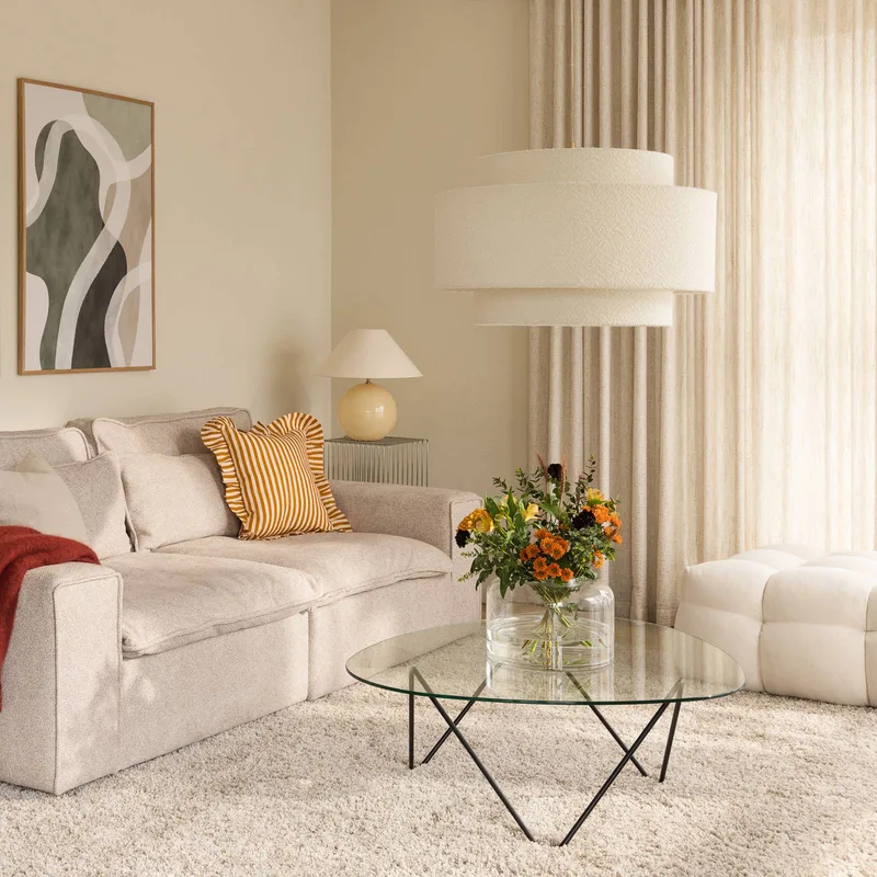 hanglamp Noah Bouclé, Ø 70 cm, wit by Globen Lighting in White, Opaal – product photo
