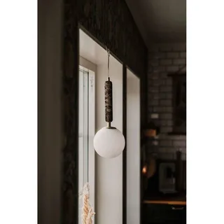 hanglamp Torrano, bruin, Ø 15 cm fra Globen Lighting i Bruin gemarmerd, Hvid, Geborsteld messing – produktbillede 1 af 2