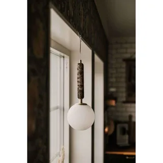 hanglamp Torrano, bruin, Ø 15 cm fra Globen Lighting i Bruin gemarmerd, Hvid, Geborsteld messing – produktbillede 2 af 2
