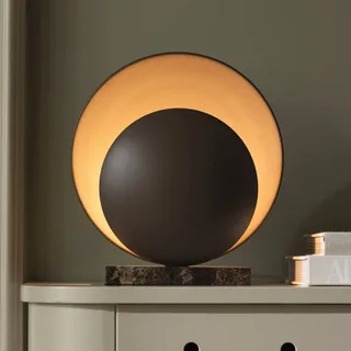 tafellamp ORBIT, bruin, hoogte 32 cm, marmeren voet van Globen Lighting in Bruin, Marmer – productfoto 1 van 3