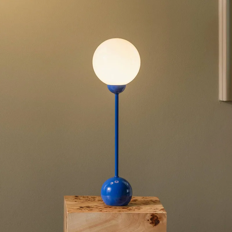 tafellamp Ripley blauw, hoogte 52 cm, ijzer/glas by Globen Lighting in Blue, White – product photo
