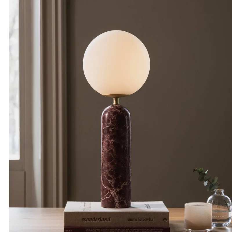 tafellamp Torrano, rood, hoogte 53 cm, marmer by Globen Lighting in Rosso levanto, White – product photo