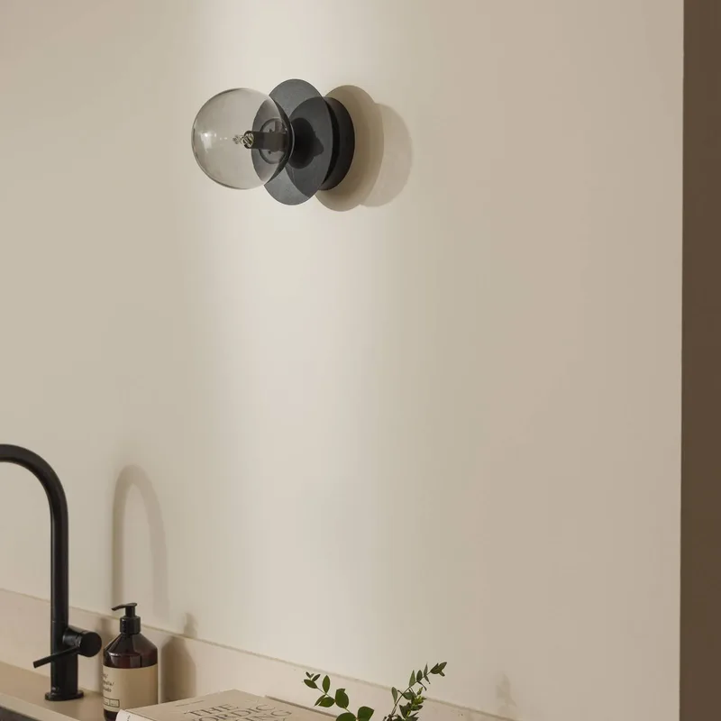 wandlamp ART DECO, zwart/grijs Ø 16 cm IP44 by Globen Lighting in Rookgrijs, Black – product photo