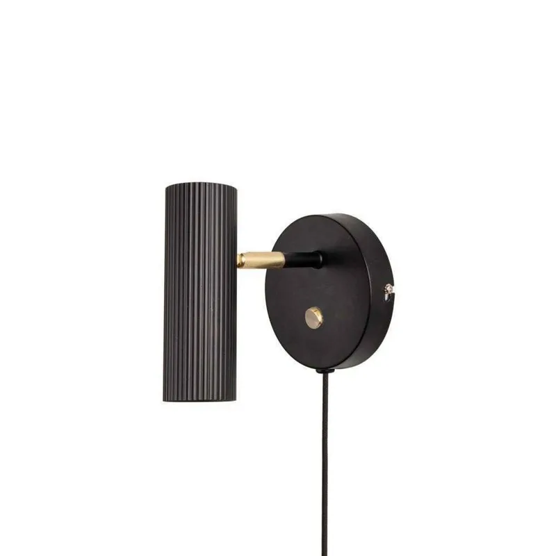 wandlamp Hubble, zwart de Globen Lighting en Noir, Geborsteld messing – photo du produit