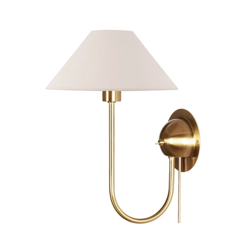 wandlamp IRIS, crème, hoogte 32 cm by Globen Lighting in Cream, Geborsteld messing – product photo