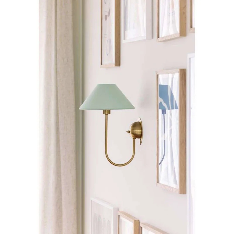 wandlamp IRIS, groen, hoogte 32 cm by Globen Lighting in Green, Geborsteld messing – product photo 3 of 3