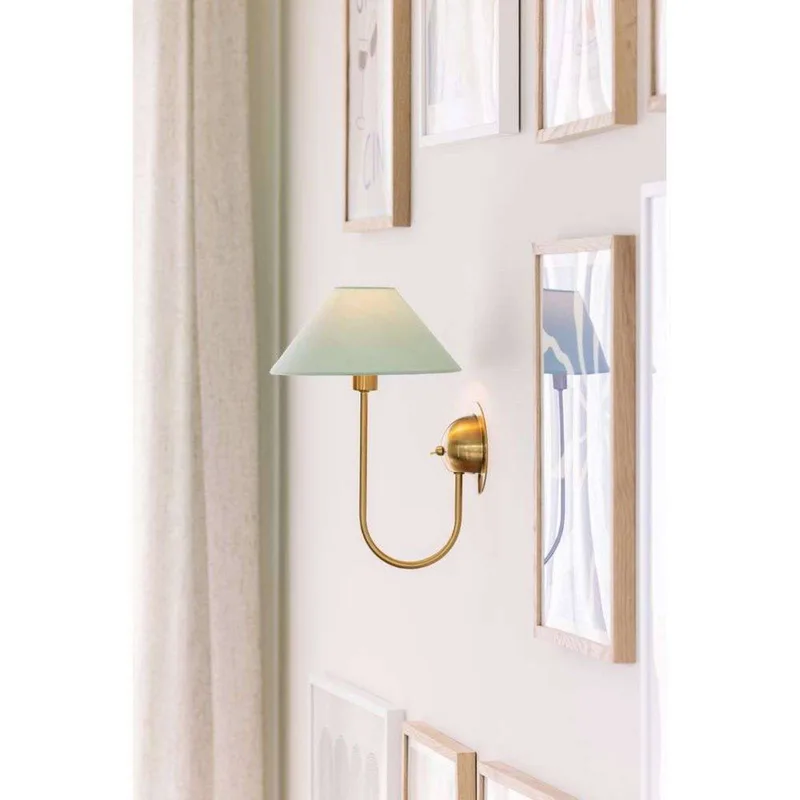wandlamp IRIS, groen, hoogte 32 cm by Globen Lighting in Green, Geborsteld messing – product photo 2 of 3