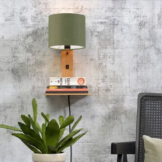 Andes wandlamp met opbergvak, groen/naturel by GOOD&MOJO in Natural, Green – product photo 3 of 4
