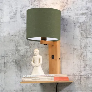 Andes wandlamp met opbergvak, groen/naturel by GOOD&MOJO in Natural, Green – product photo 1 of 4