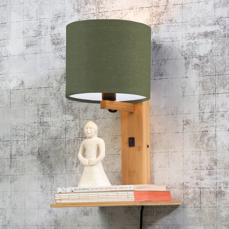 Andes wandlamp met opbergvak, groen/naturel by GOOD&MOJO in Natural, Green – product photo 1 of 4