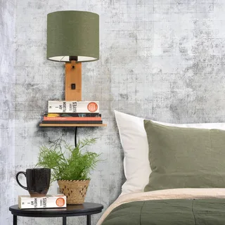 Andes wandlamp met opbergvak, groen/naturel by GOOD&MOJO in Natural, Green – product photo 4 of 4