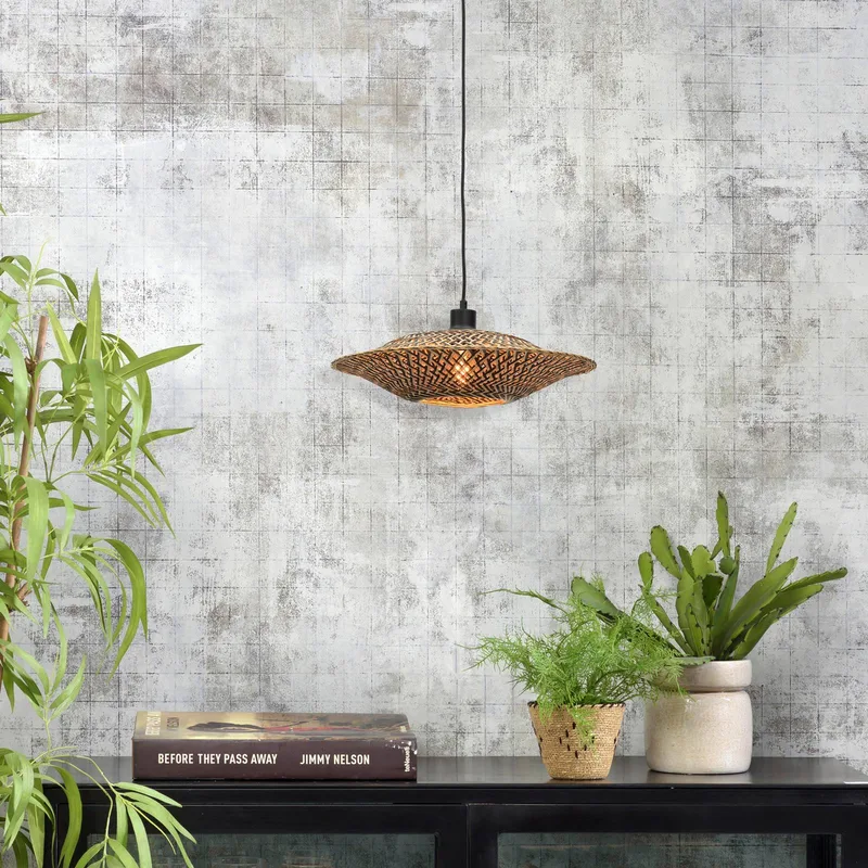 Bali hanglamp van bamboe, Ø 44 cm van GOOD&MOJO in Naturel, Zwart – productfoto 2 van 5