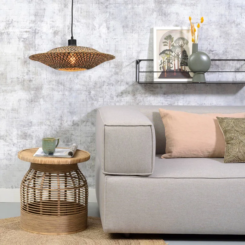 Bali hanglamp van bamboe, Ø 44 cm van GOOD&MOJO in Naturel, Zwart – productfoto 3 van 5