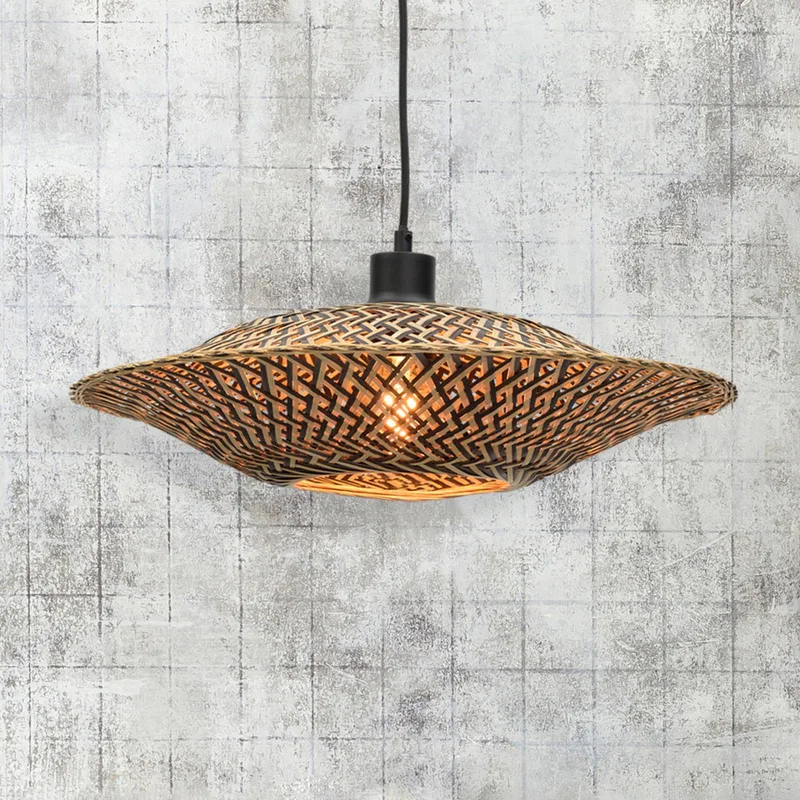 Bali hanglamp van bamboe, Ø 44 cm van GOOD&MOJO in Naturel, Zwart – productfoto 1 van 5