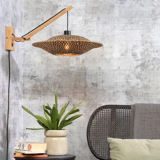 Bali wandlamp met 1 arm, naturel, 44 x 12 cm van GOOD&MOJO in Naturel, Zwart – productfoto 2 van 5