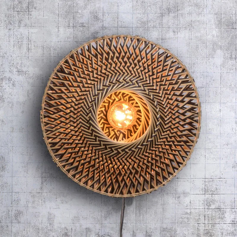 Bali wandlamp van bamboe, Ø 44 cm by GOOD&MOJO in Natural, Black – product photo 1 of 5